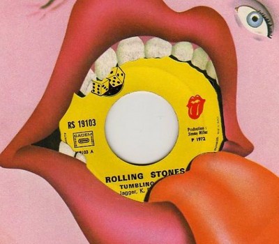 Rolling Stones Art of pink lips with a tongue